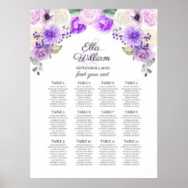Póster Gráfica de asientos de Boda floral Purple Spring