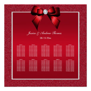 Póster Gráfica de asientos de Boda Gem Rojo y Elegante Ru