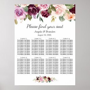 Póster Gráfica de asientos de Boda morado de Rubor Floral