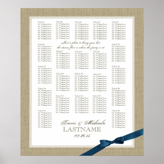 Póster Gráfica de asientos de Bodas de arbustos azul de l (Frente)