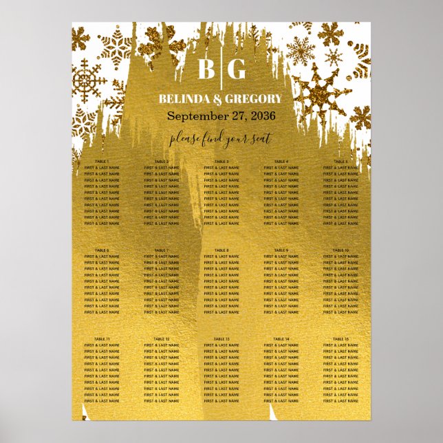 Póster Gráfica de asientos de Bodas de Navidades de copo  (Frente)