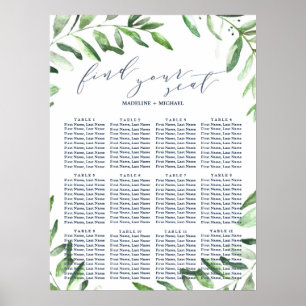 Póster Gráfica de asientos de bodas del jardín de la rama