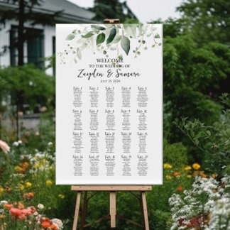 Póster Gráfica de asientos de bodas elegante y verde 20 m