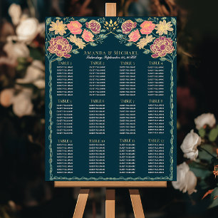 Póster Gráfica de asientos de Bodas florales encantados c