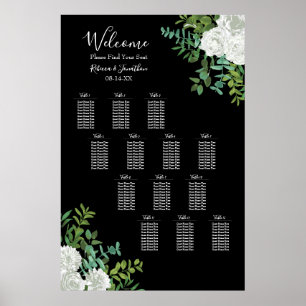 Póster Gráfica de asientos de Bodas góticos de rosas negr