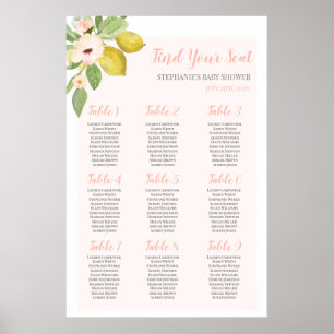 Póster Gráfica de asientos de Chica Baby Shower rosa limó