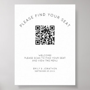 Póster Gráfica de asientos de código QR imprimible en bla