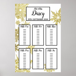 Póster Gráfica de asientos de copo de nieve de oro