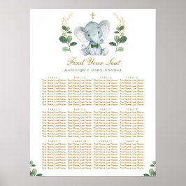 Póster Gráfica de asientos de elefante de oro de verdor