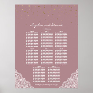 Póster Gráfica de asientos de encaje de Rosa de confetti