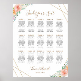 Póster Gráfica de asientos de flores de agua geométrica