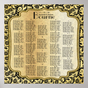 Póster Gráfica de asientos de la boda de la damasca de or