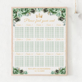 Póster Gráfica de asientos de la princesa verde Quinceañe