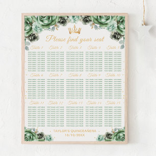 Póster Gráfica de asientos de la princesa verde Quinceañe