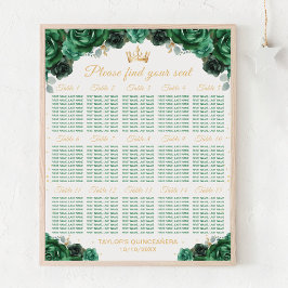 Póster Gráfica de asientos de la princesa verde Quinceañe