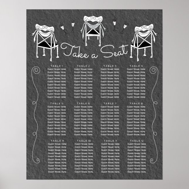 Póster Gráfica de asientos de las sillas dibujadas a mano (Frente)