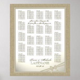 Póster Gráfica de asientos de los Bodas Burlap y Bow
