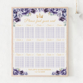 Póster Gráfica de asientos de mesa de la princesa púrpura