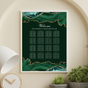 Póster Gráfica de asientos de Mitzvah Green Gold Agate Ba