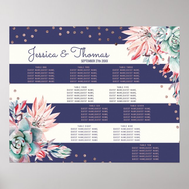 Póster Gráfica de asientos de oro de franjas de la marina (Frente)