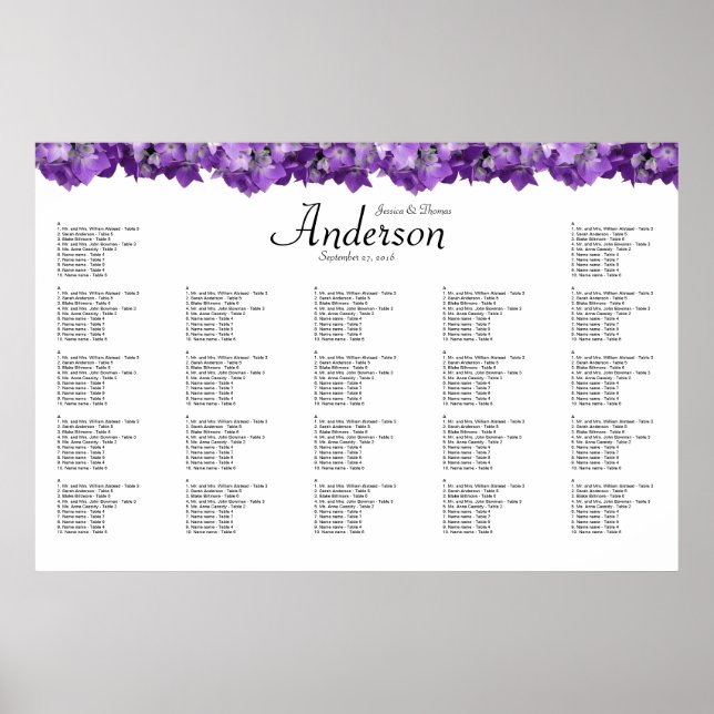 Póster Gráfica de asientos de recepción de bodas de hidra (Frente)