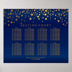 Póster Gráfica de asientos de satén azul de confetti Gold