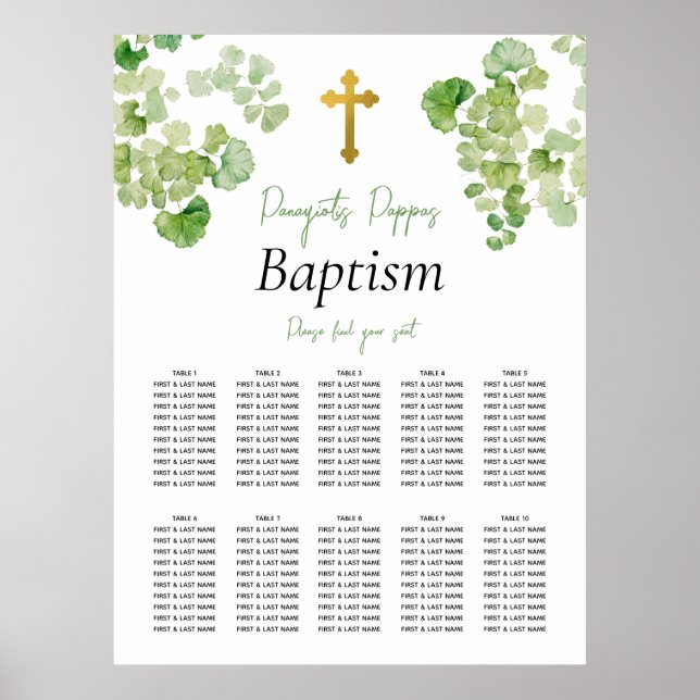 Póster Gráfica de asientos del bautismo de cristiandad ve (Frente)