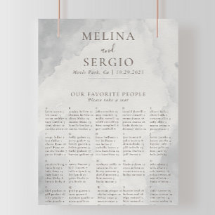 Póster Gráfica de asientos del Boda alfabético clásico