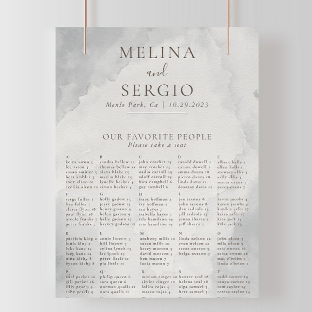 Póster Gráfica de asientos del Boda alfabético clásico (Subido por el creador)