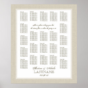Póster Gráfica de asientos del Boda Burlap ligero
