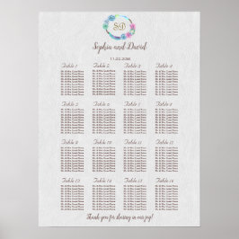 Póster Gráfica de asientos del Boda de la guirnalda de Ca