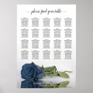 Póster Gráfica de asientos del Boda de mesa 20 Rosa azul