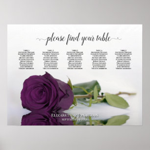 Póster Gráfica de asientos del Boda de mesa Plum Purple R