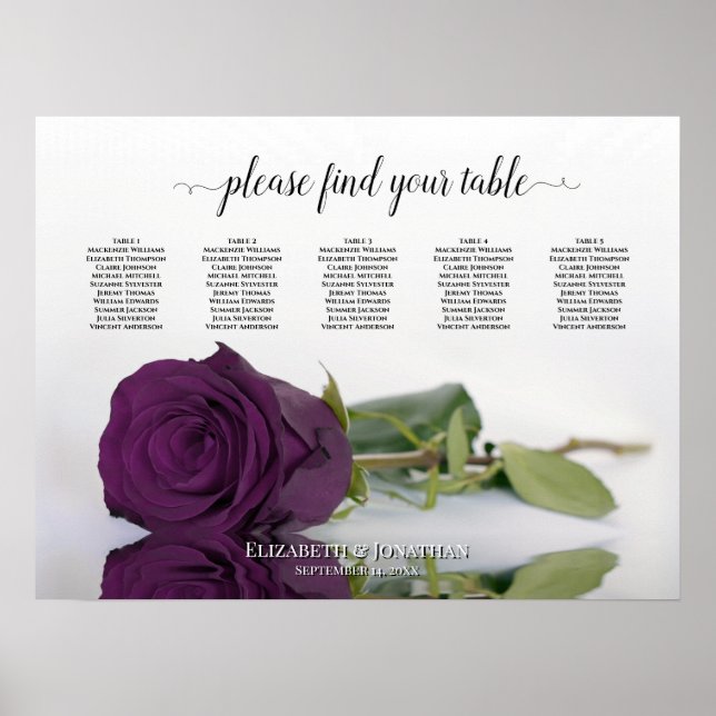 Póster Gráfica de asientos del Boda de mesa Plum Purple R (Frente)