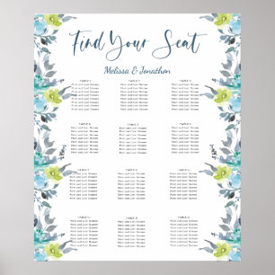 Póster Gráfica de asientos del Boda verde amarillo claro