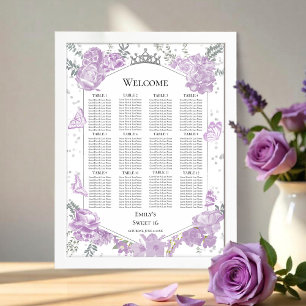 Póster Gráfica de asientos dulce 16 Rótulo Lavanda Maripo