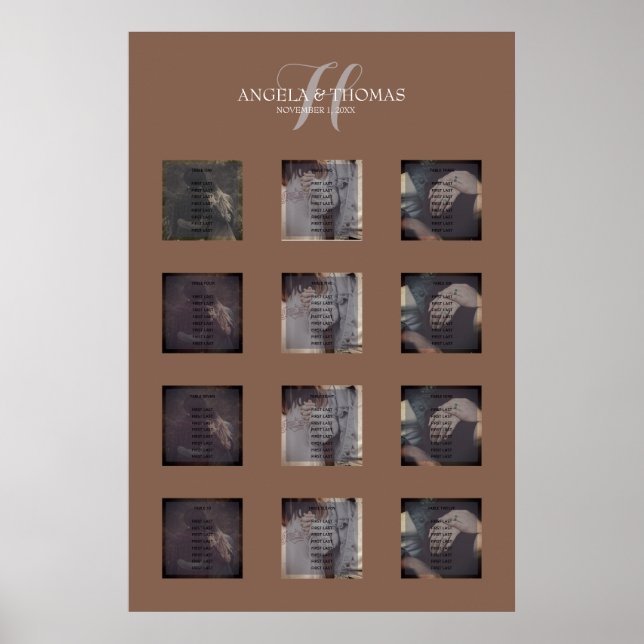 Póster Gráfica de asientos en monograma marrón (Frente)