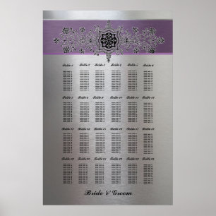 Póster Gráfica de asientos grandes de metal plateado púrp