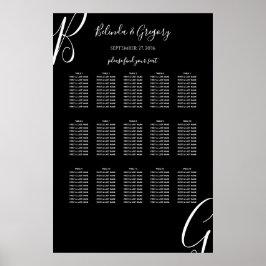 Póster Gráfica de asientos iniciales del Boda blanco negr