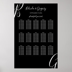 Póster Gráfica de asientos iniciales del Boda blanco negr