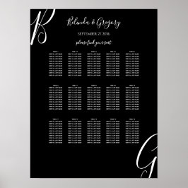 Póster Gráfica de asientos iniciales del Boda blanco negr