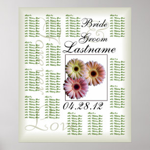 Póster Gráfica de asientos invitados de Gerbera Daisy Tri