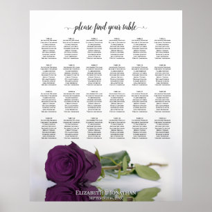 Póster Gráfica de asientos para Boda de mesa Plum Purple 