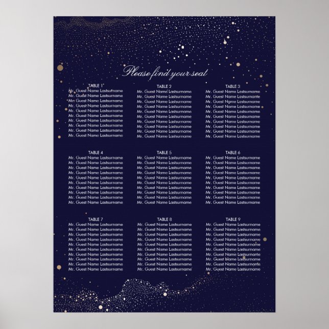 Póster Gráfica de asientos para Bodas de las estrellas de (Frente)