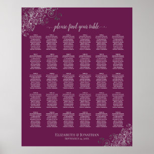 Póster Gráfica de asientos para Bodas de mesa plateado en
