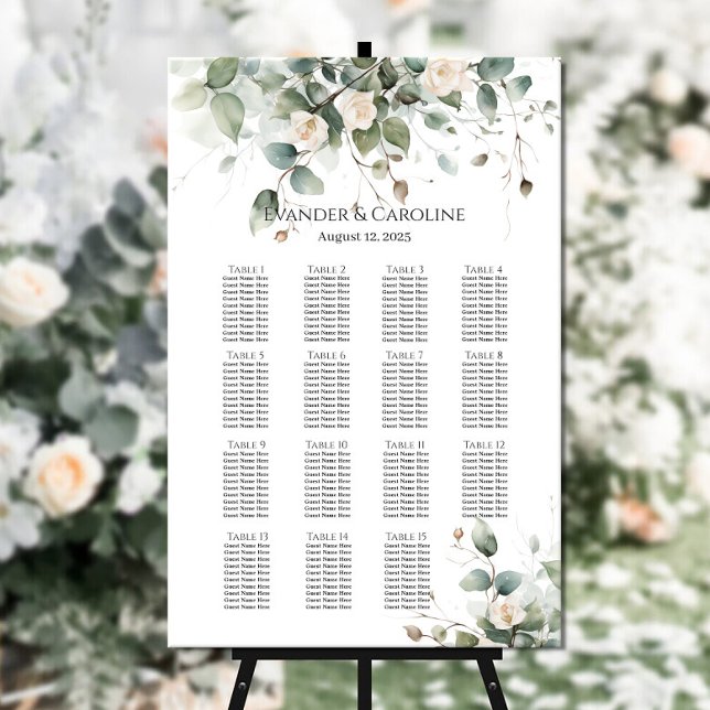 Póster Gráfica de asientos para bodas de vegetación y ros (Subido por el creador)
