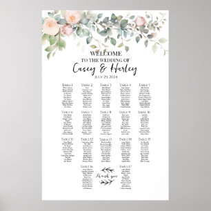 Póster Gráfica de asientos para bodas de vegetación y ros