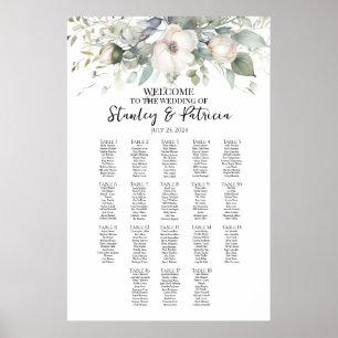 Póster Gráfica de asientos para bodas de vegetación y ros