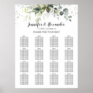 Póster Gráfica de asientos para Bodas de verde
