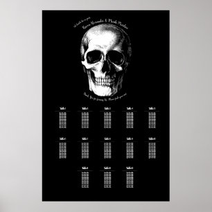 Póster Gráfica de asientos para Bodas góticos Skull Hallo